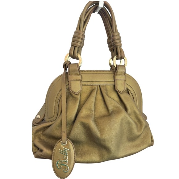 Bally Handbags - Bally Metallic Gold Leather Satchel Handbag Knotted Handles EUC Italy Purse